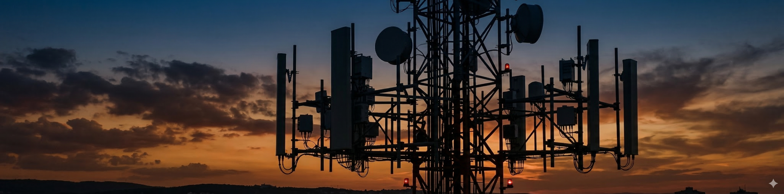 Cell tower at dusk