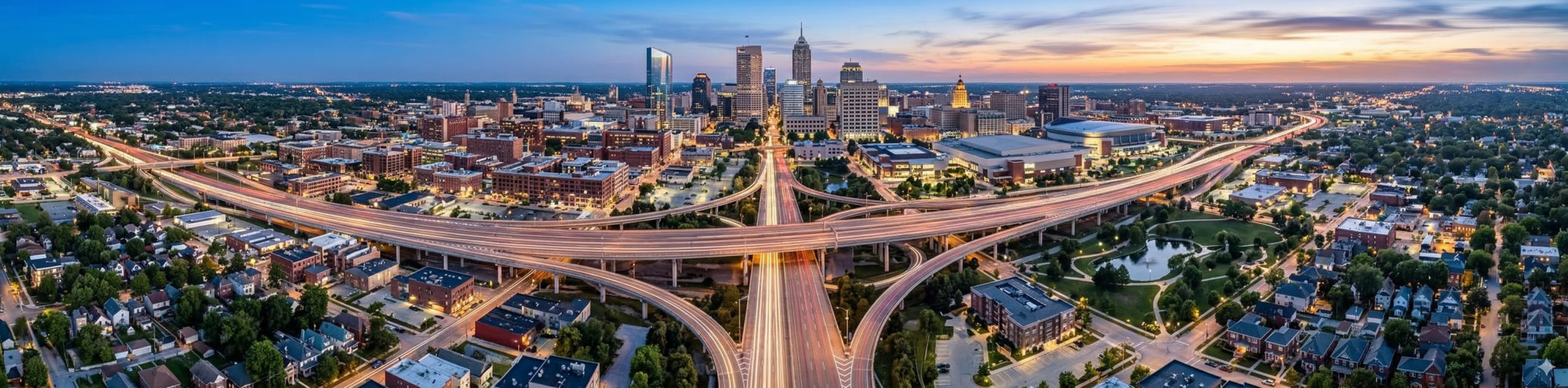 Indianapolis skyline long exposure at night